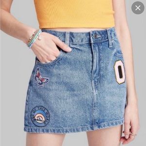 Women’s Wild Fable Low Rise Denim Mini Skirt With Patches